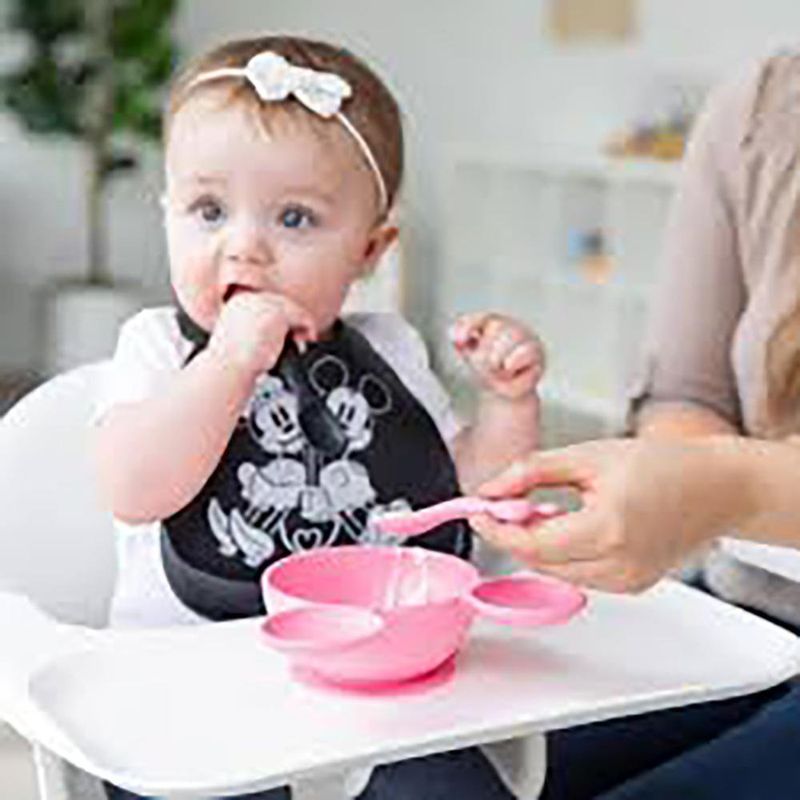 Set Alimentación Plato con Cuchara Tipo Mickey Rosa