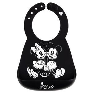 Babero de Silicón Mickey y Minnie Love Negro