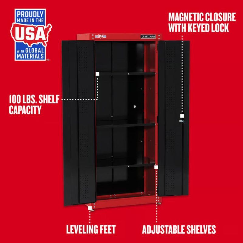 Gabinete Metálico para Taller Rojo con Negro 188x81x46 Cm