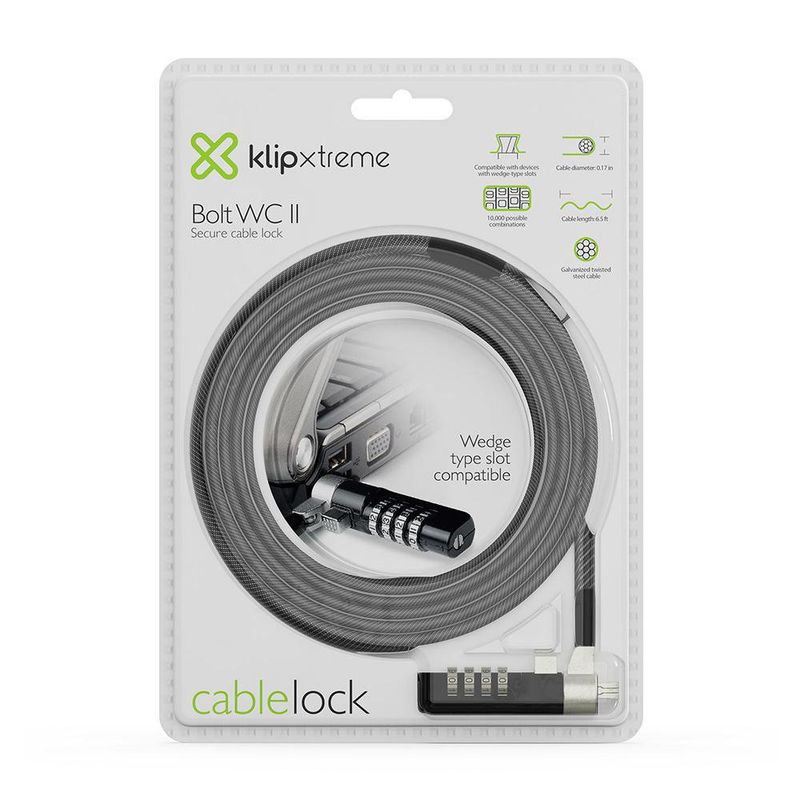 Cable de Seguridad Bolt Wc ll Para Laptop de 2 M - Klipxtreme