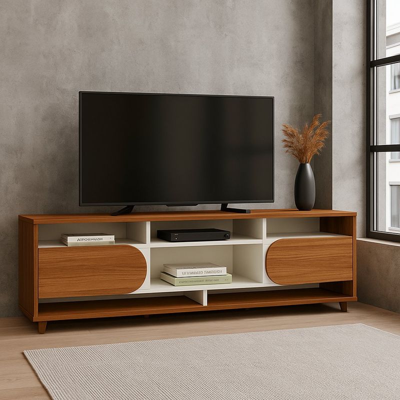 Mueble para TV MDF Natural y Blanco