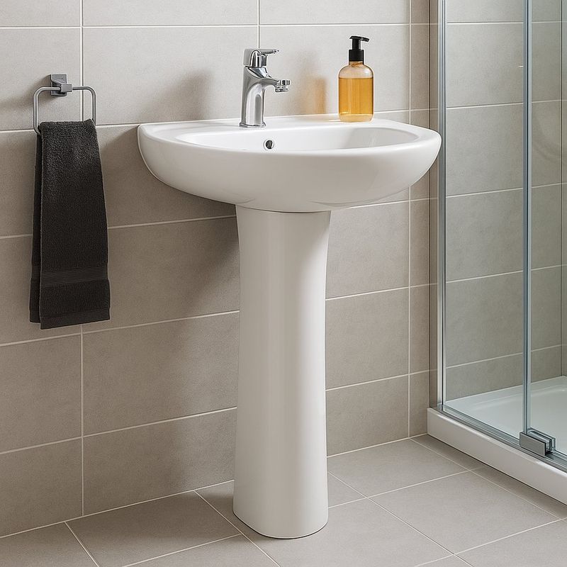 Lavamanos Confort con Pedestal Blanco Brillante