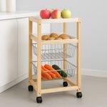 Carrito Organizador de Madera con Ruedas 3 Niveles