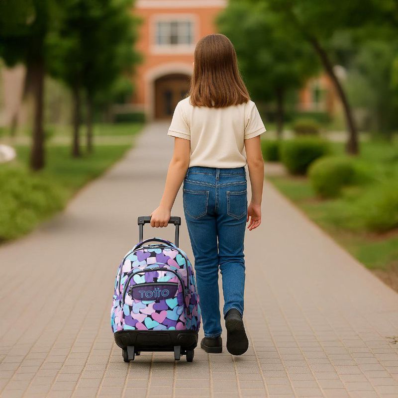 Mochila Ruedas Porta Pc Diseño de Corazones