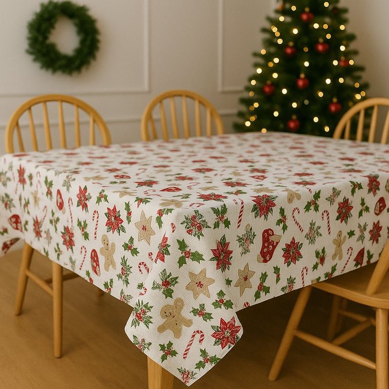 Mantel Cuadrado Estampado Navideño 150x150Cm