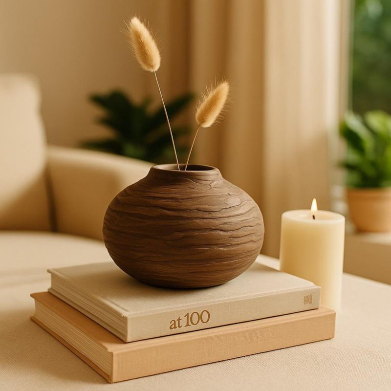 Florero Decorativo Kobe Texturizado Chocolate