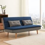 Sofá Cama con 2 Cojines Gris y Azul