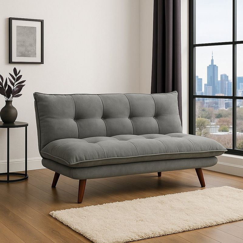 Sofá Cama con Apoya Brazos Ajustable Estilo Contemporáneo Gris