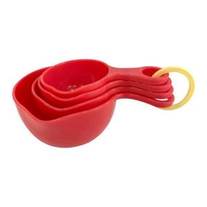 Set de 4 Tazas Medidoras Plástico Rojas
