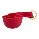 Set de 4 Tazas Medidoras Plástico Rojas