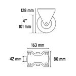 Rodo de Hule con Placa Fija con Balero 101 Mm