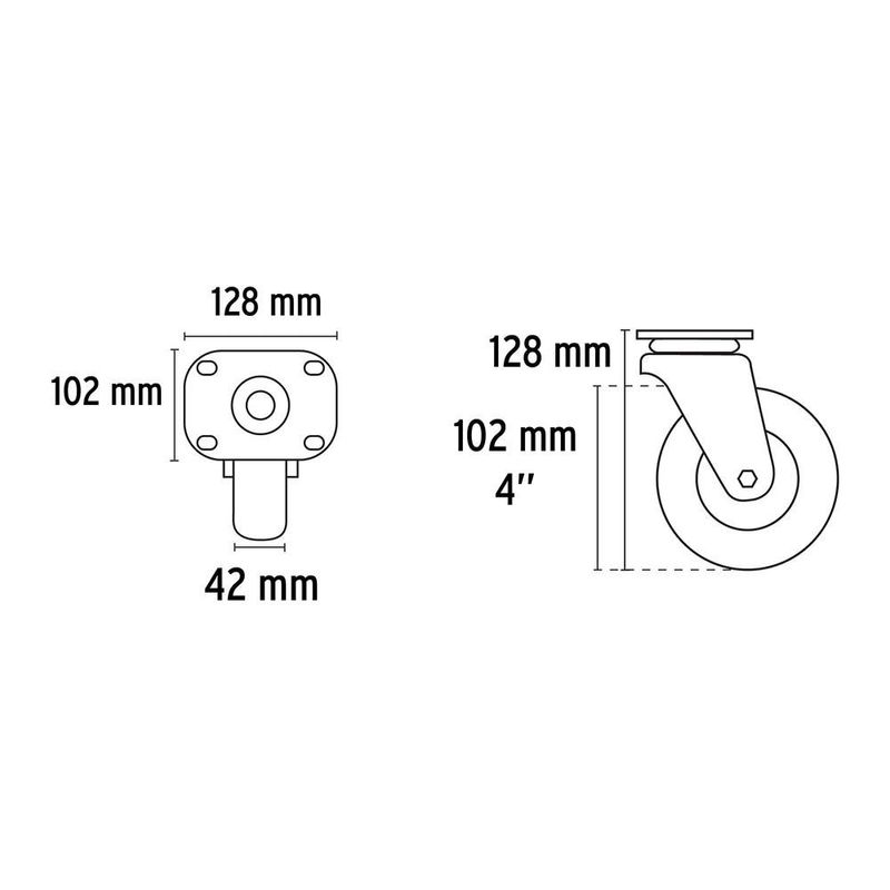 Rodo de Polietileno Placa Giratoria/Balero 4 plg
