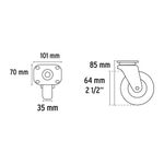 Rodo de Polietileno Placa Giratoria con Balero 2 1/2 plg