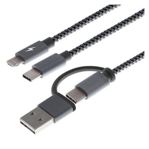 Cable Multifuncional De Carga Y Datos 4 En 1 Plateado - Xtech
