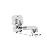 Grifo para Lavamanos Agua Fría Cuello Bajo Hexagonal 4 Plg Cromo
