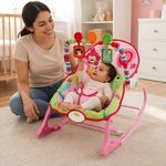 Silla Nido Mecedora para Bebé con Música, Vibración y 3 Juguetes Color Rosado