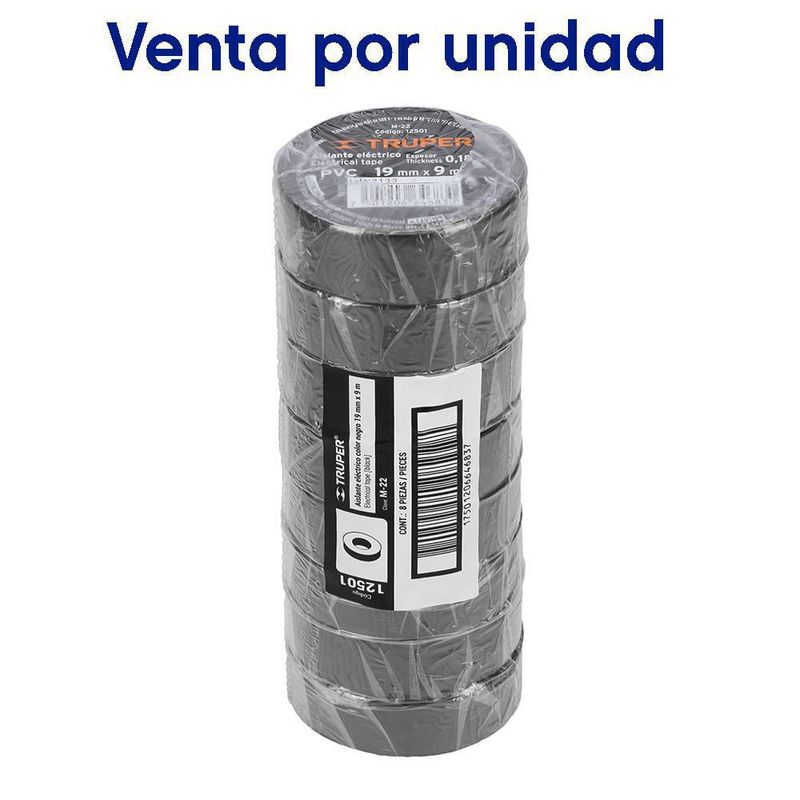 Cinta Aislante Eléctrica PVC Negra 3/4Plg X 29 Pies