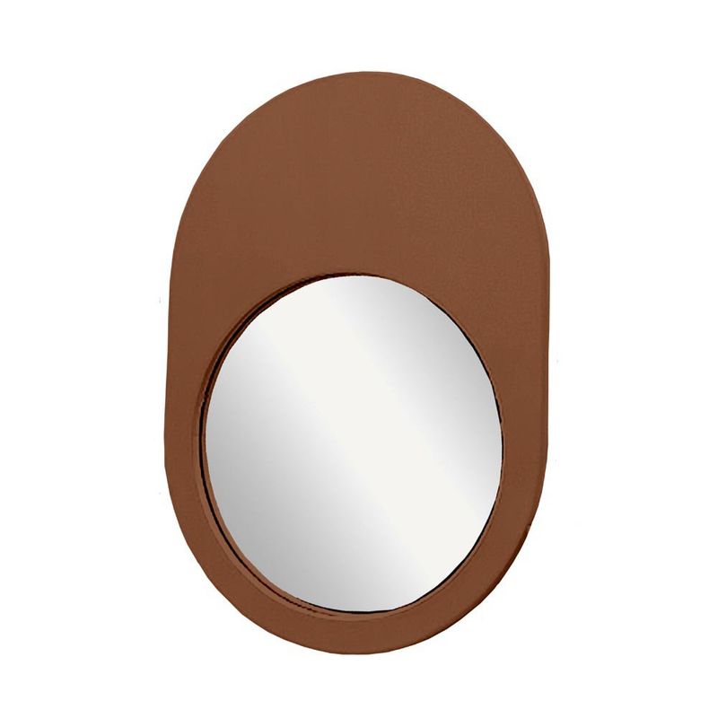 Espejo de Pared Ovalado de Madera Marrón