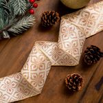 Listón Navideño Decorado de 2.5 plg x 10 yardas Color Rosado y Dorado