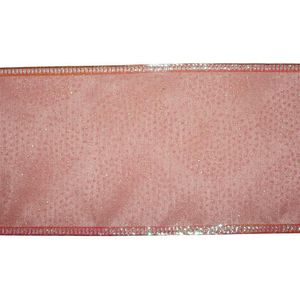 Listón Navideño de 2.5 plg x 10 yardas Color Rosado con Brillos