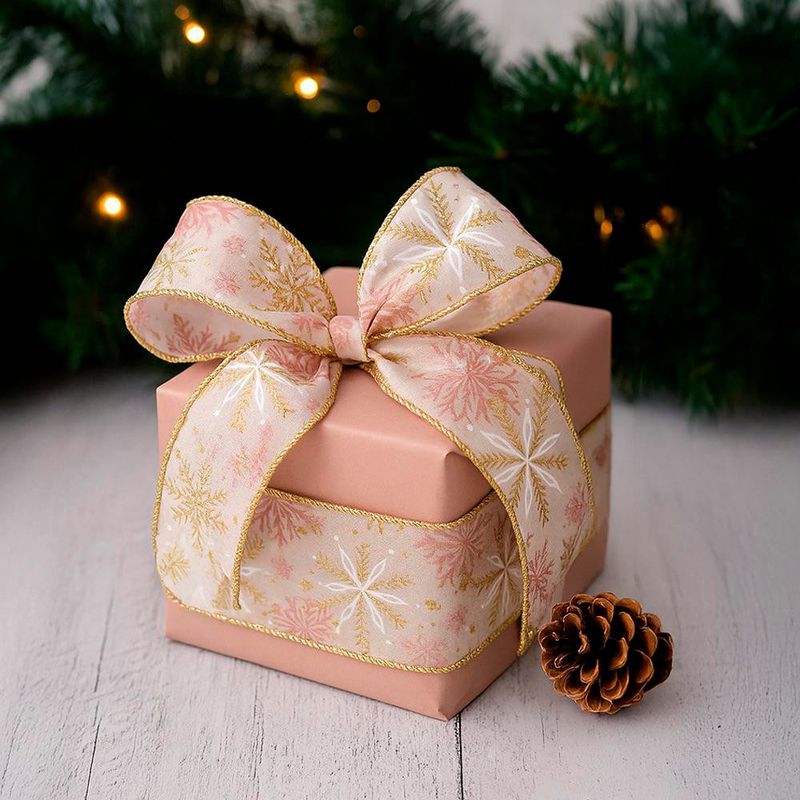 Listón Rosa con Copos