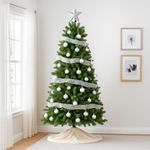 Listón Navideño de 2.5 plg x 10 yardas Color Blanco con Brillo