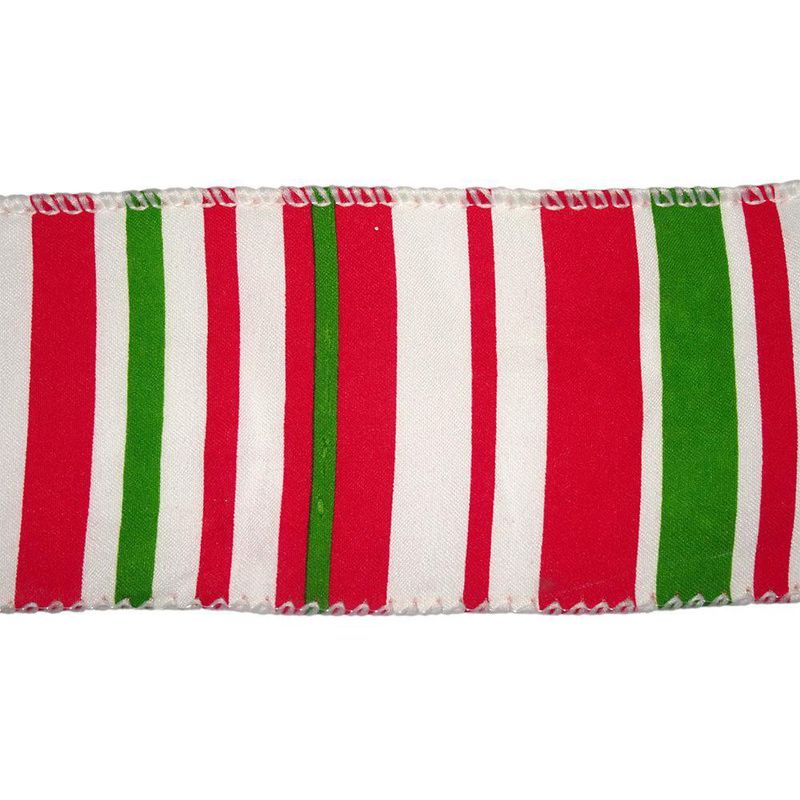 Listón Navideño de Rayas de 2.5 plg x 10 yardas Multicolor