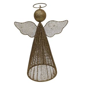 Ángel Decorativo Dorado de Malla Metálica