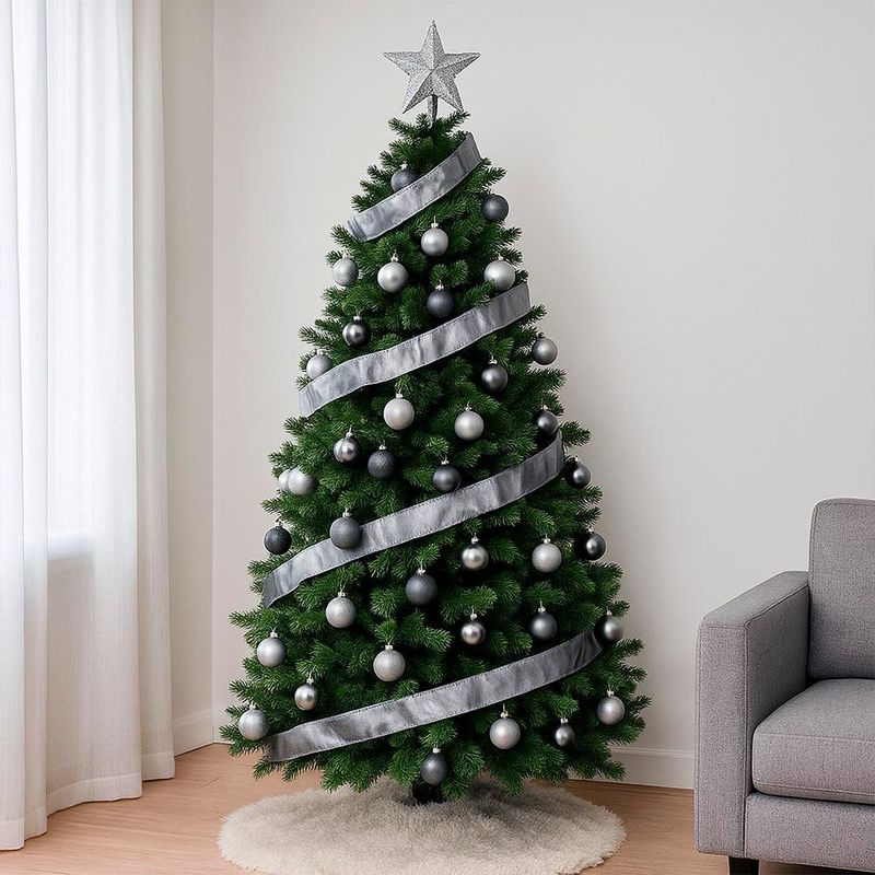 Listón Navideño Plateado