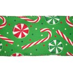Listón Navideño Bastones y Dulces de 2.5 plg x 10 yardas Color Verde