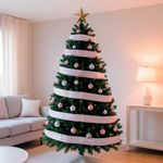 Listón Blanco con Líneas Rosa