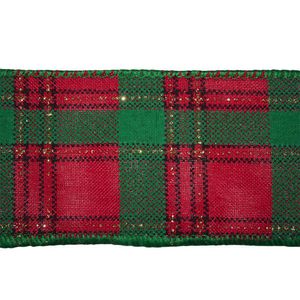 Listón Navideño Escocés de 2.5 plg x 10 yardas Color Rojo y Verde