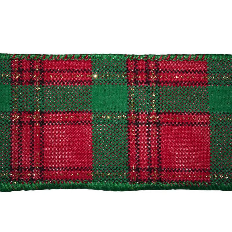 Listón Navideño Escocés de 2.5 plg x 10 yardas Color Rojo y Verde