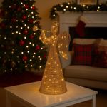 Ángel Decorativo Dorado con Luz LED