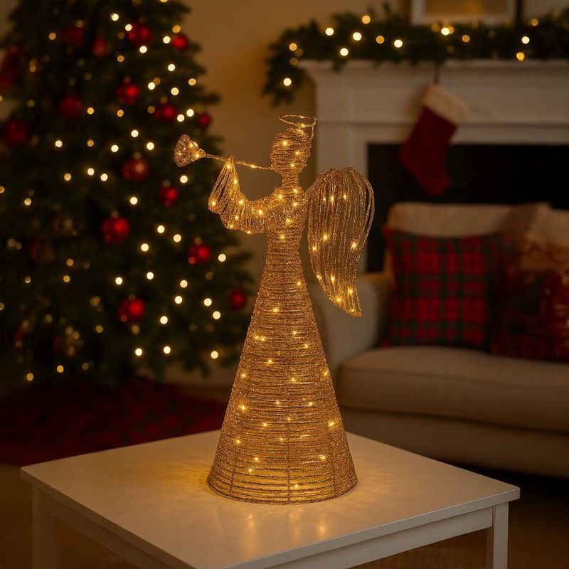 Ángel Decorativo Dorado con Luz LED