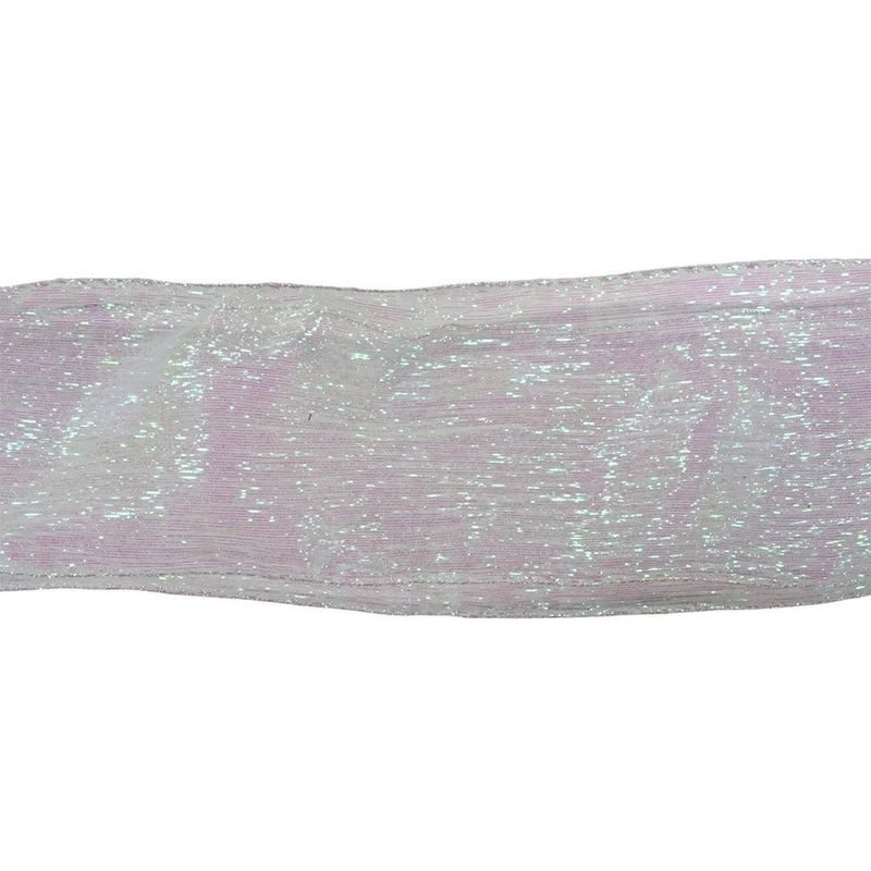 Listón Navideño Tornasol de 2.5 plg x 10 yardas Color Azul Iridiscente