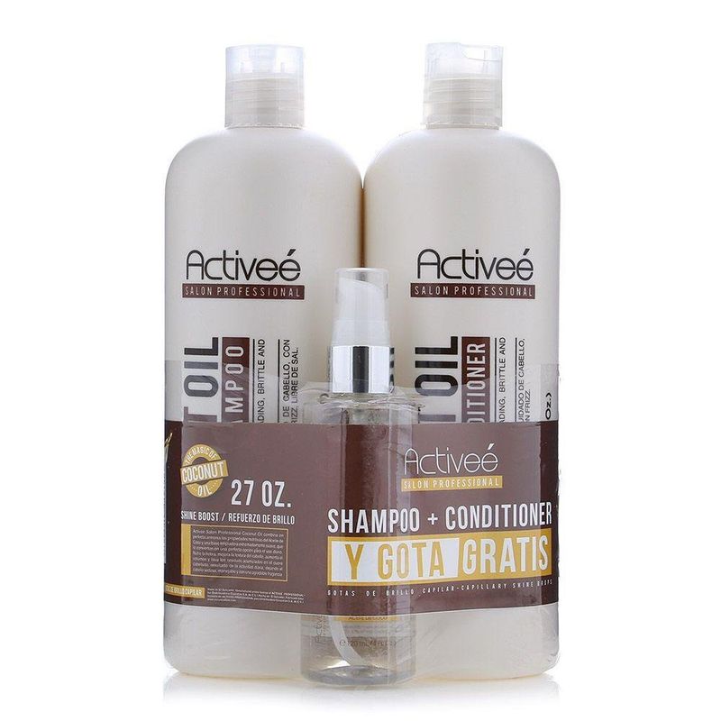 Kit De Shampoo Y Acondicionador De Coco Y Aloe + Gota Gratis - Activeé