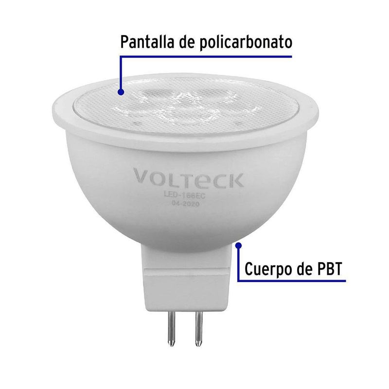 Bombilla LED Base GU5.3 de 6W MR16 Luz Cálida