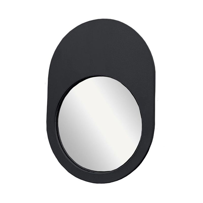 Espejo de Pared Ovalado de Madera Negro