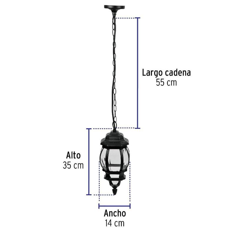 Farol Colgante Base E27 para Exterior Negro