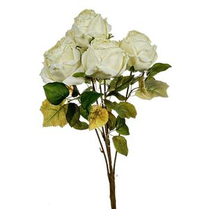 Ramo Artificial de Rosas Blancas con Hojas