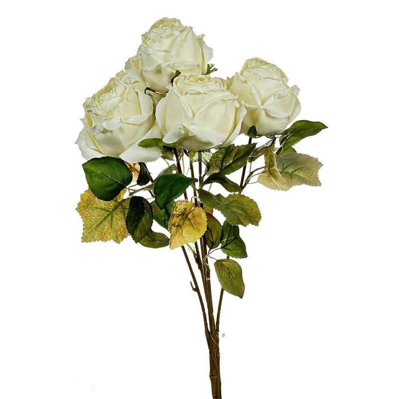 Ramo Artificial de Rosas Blancas con Hojas