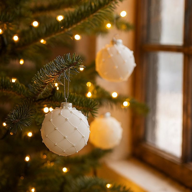 Esfera Blanca con Diseño de Perlas