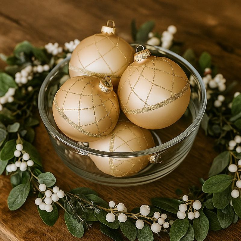 Esfera Navideña Dorada con Brillo y Diseño en Red