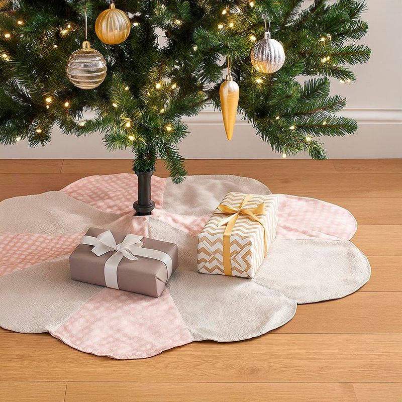 Falda Rosado Blanco para Árbol de Navidad