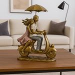 Figura Decorativa Moto Bajo la Lluvia