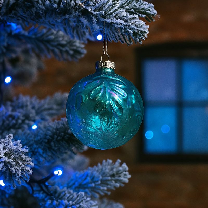 Esfera Navideña Verde Tornasol con Relieve