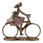 Figura Decorativa Madre e Hija en Bicicleta 24Cm