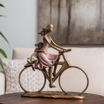 Figura Decorativa Madre e Hija en Bicicleta 24Cm