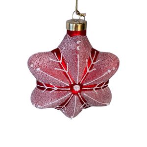 Adorno Navideño Estrella Roja con Escarcha